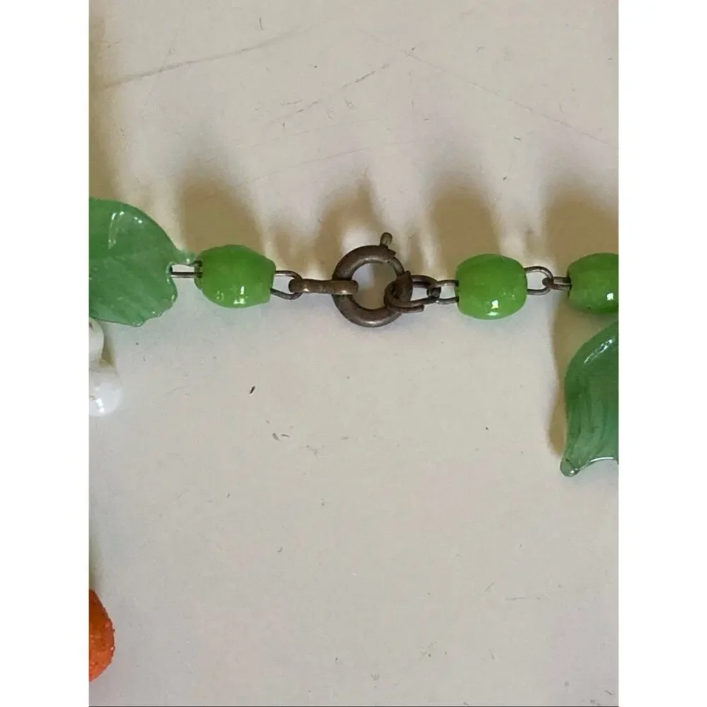 Vintage Murano Glass Tutti Frutti Fruit Salad Bird Necklace Choker Italy 16